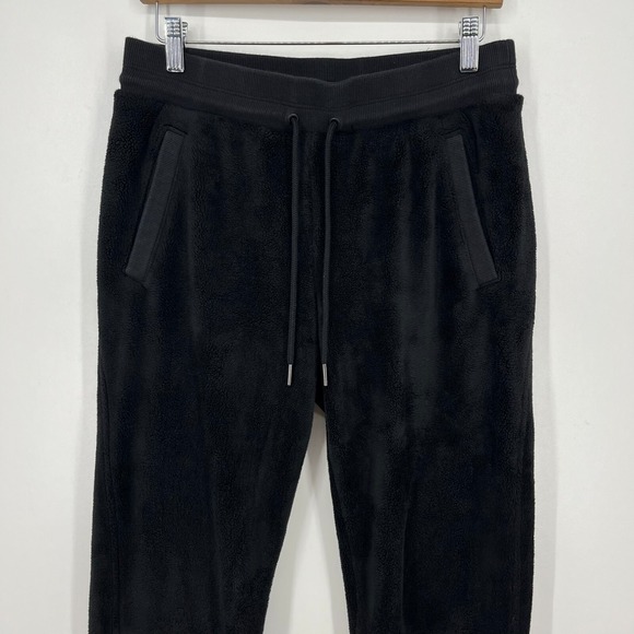 Athleta Fleece Sweatpants Women's S Black‎ Drawstring Tapered Pockets Logo Yoga - Picture 2 of 9